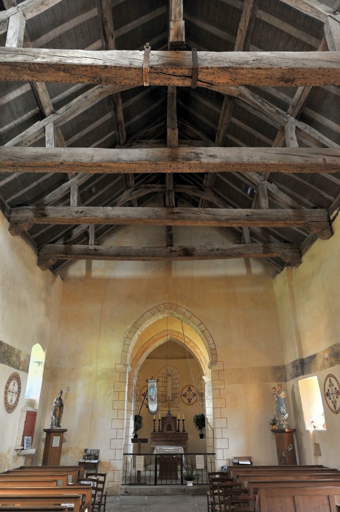 Saint-Clément-sur-Guye - Eglise Saint-Clément (fin Xe et XIIe siècle) - La nef charpentée