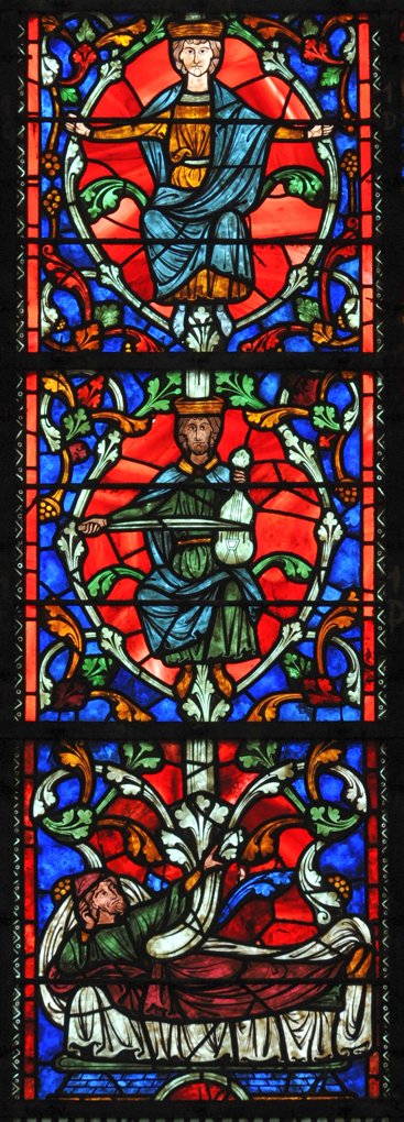 Auxerre - Cathédrale Saint-Etienne (XIe-XVIe siècle) - Vitraux du déambulatoire : le cycle du roi David (XIIIe siècle)