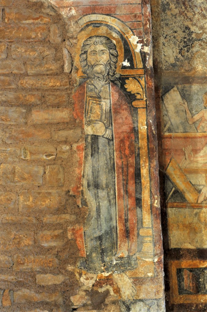 Martailly-lès-Brancion - Eglise Saint-Pierre de Brancion (XIIe siècle) : les fresques de l'abside (3e quart du XIIIe siècle) : apôtre