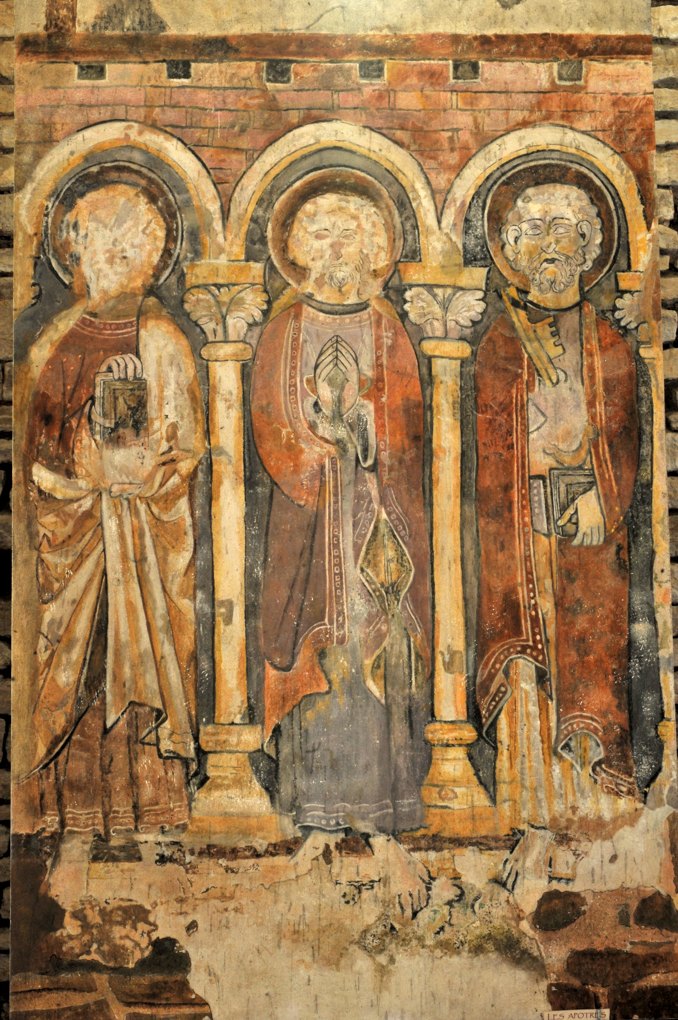 Martailly-lès-Brancion - Eglise Saint-Pierre de Brancion (XIIe siècle) : les fresques de l'abside (3e quart du XIIIe siècle) : apôtres