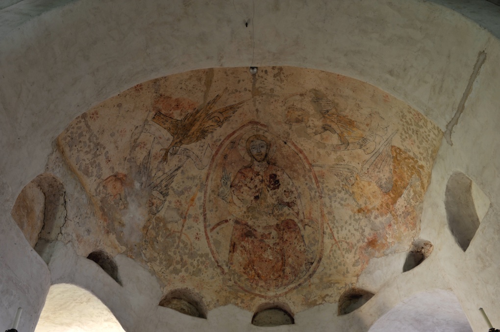 Saint-Point - Eglise Saint-Point (Saint-Donat) - fresque de l'abside : le Christ en Gloire (XVe siècle)