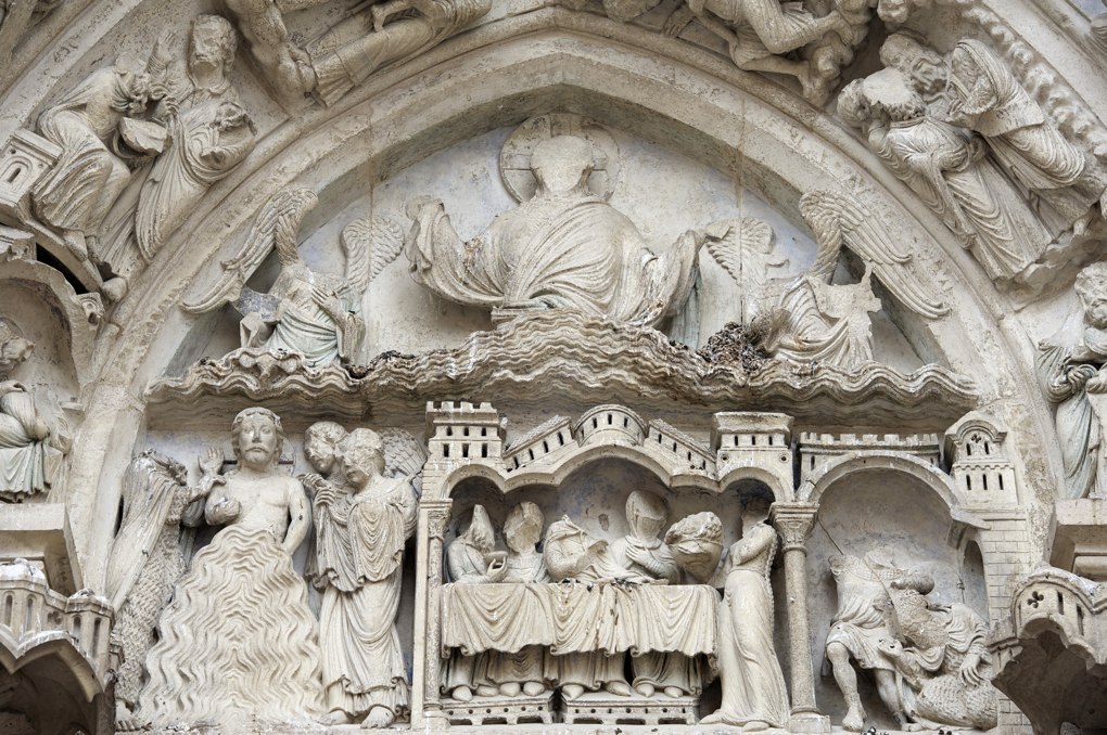 Sens - Cathédrale Saint-Etienne (XIIe-XVIe siècle) - portail de Saint-Jean-Baptiste : le tympan (fin XIIe siècle)