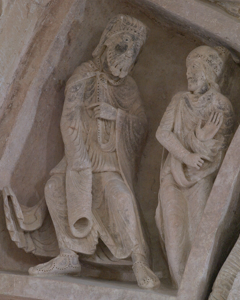 Vézelay - Abbatiale - Tympan central - caisson : les juifs (v. 1130)