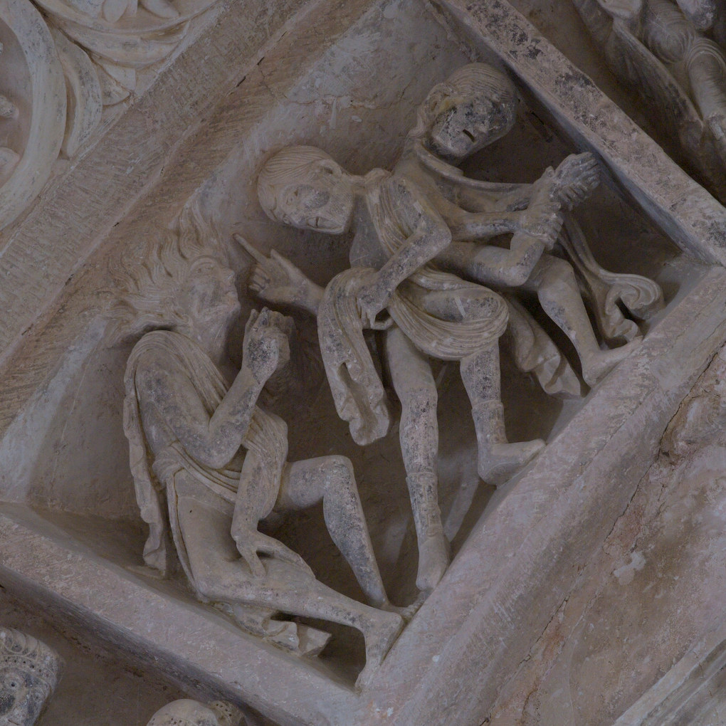 Vézelay - Abbatiale - Tympan central - caisson : possédés (affectés de maladies ?) : v. 1130