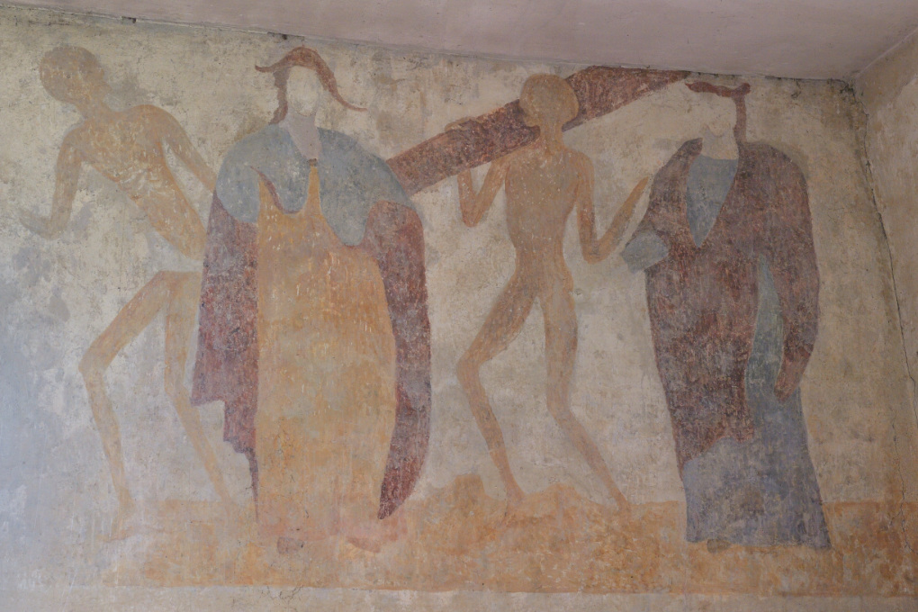 Brianny - Chapelle Sainte-Apolline (XVe s.) - la Danse macabre : mur des hommes